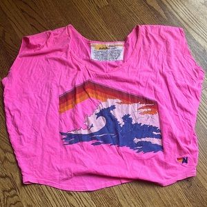 Aviator Nation pink fluorescent tshirt small